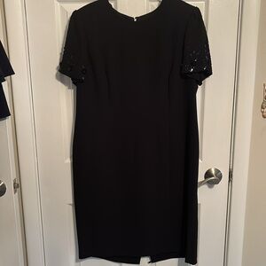 Beautiful black cocktail dress - beaded cap sleeve